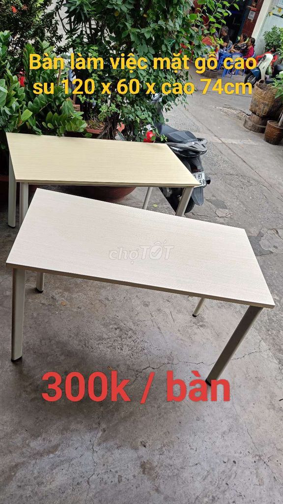 Bàn làm việc mặt gỗ cao su 120 x 60 x cao 74cm