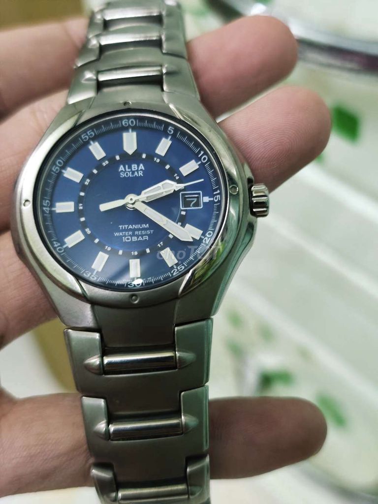 Đồng hồ Alba Solar Titanium Xanh 39mm Dạ quang. Mua bán Đồng hồ tại Quận Tân Phú Tp Hồ Chí Minh được đăng bởi Ngoc anh hình 1