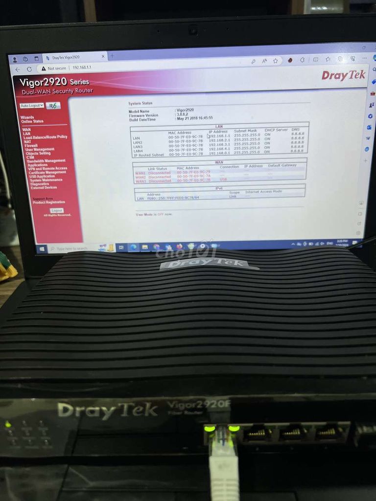 Router Draytek 2920F WAN1 SFP, WAN2 LAN 1Gb