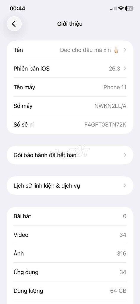 Apple iPhone 11 64GB 99%. Mua bán Điện thoại tại Thị xã Sơn Tây Hà Nội được đăng bởi Nguyễn Huy Phúc hình 1