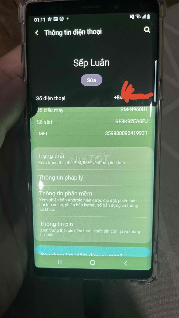 Samsung galaxy note 9 hỏng mỗi màn hình