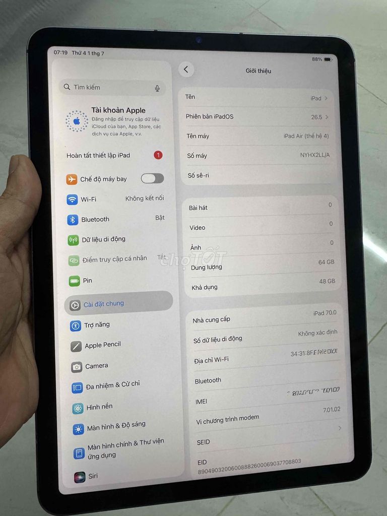 Apple iPad Air 4 64GB 4G. Mua bán Máy tính bảng tại Quận Tân Phú Tp Hồ Chí Minh được đăng bởi TRHIEP hình 1
