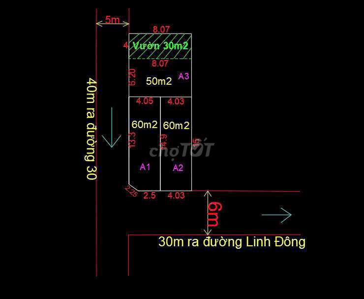 Bán 3 nền F0 ngay Linh Đông -Phạm Văn Đồng