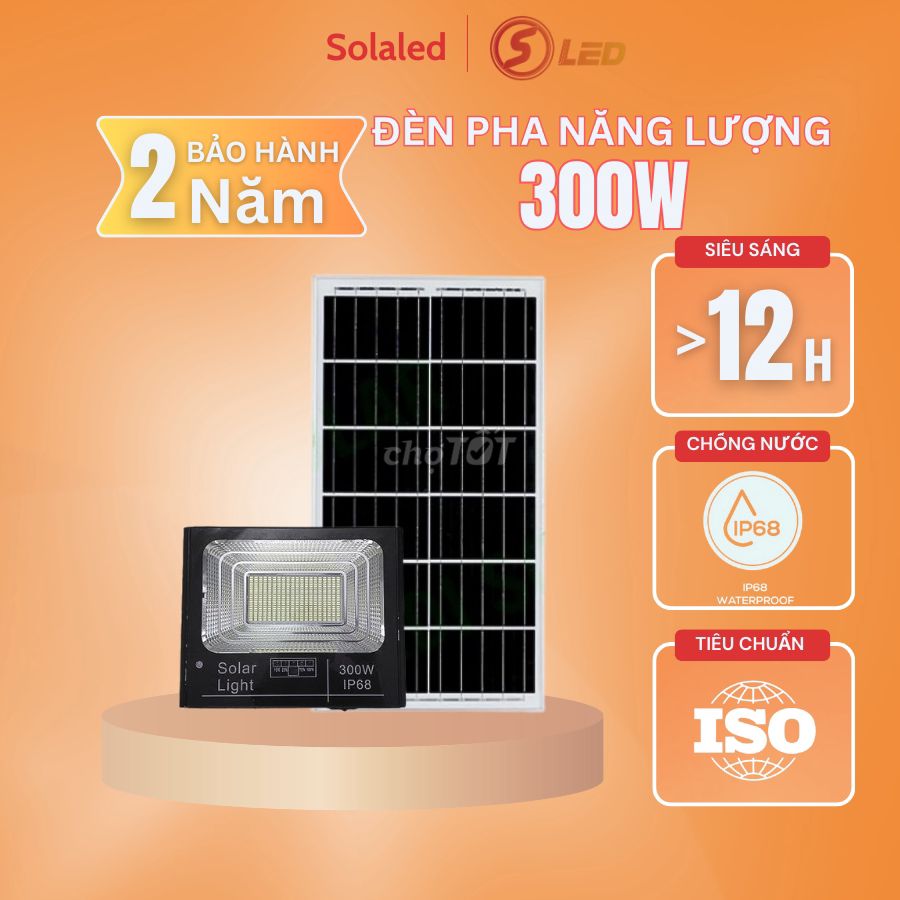 Đèn pha năng lượng mặt trời 300w, chống nước IP68