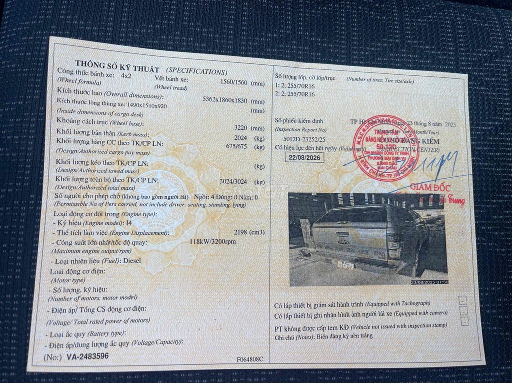 FORD GANGER XLS dầu 2.2 số tự động,một cầu, sx2018. Mua bán Ô tô tại Quận 4 Tp Hồ Chí Minh được đăng bởi A Linh  hình 8