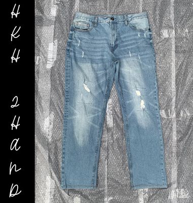 Quần jeans nam NAVY NHẬT xanh-sz 33-denim cứng vừa