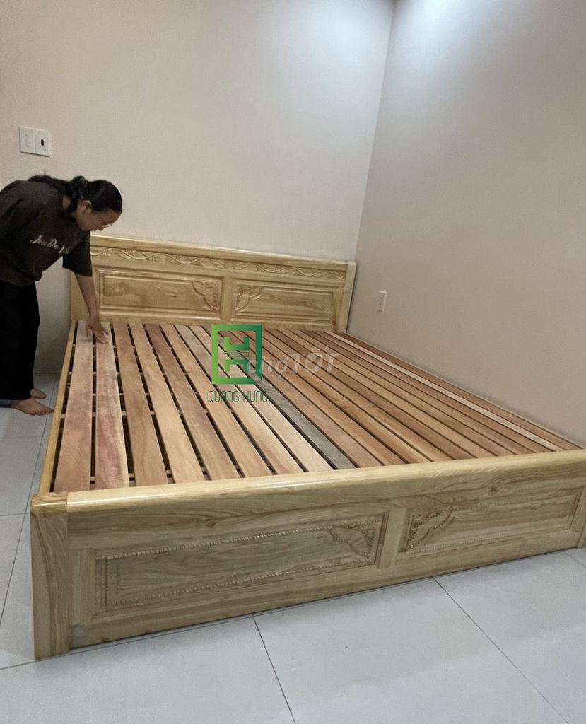 Giường ngủ Quang Hùng Gỗ sồi Vàng, Nâu 1m2x2m. Mua bán Giường, chăn ga gối nệm tại Huyện Vĩnh Cửu Đồng Nai được đăng bởi Nội Thất Quang Hùng TD hình 1