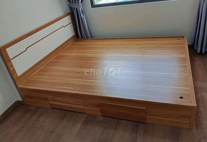 GIƯỜNG 1M6*2M GỖ CÔNG NGHIỆP (MDF) CÓ HỘP KÉO