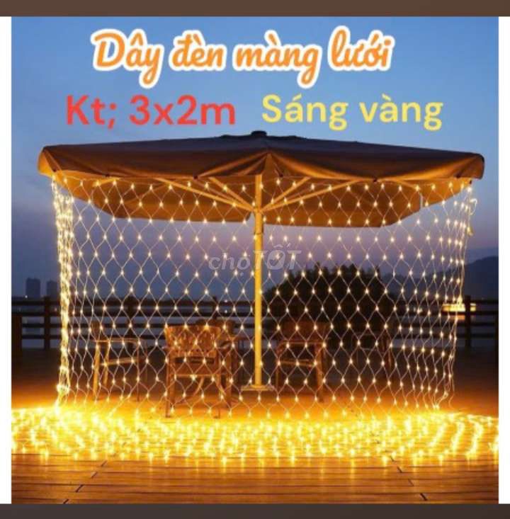 Dây Đèn Led Màng Lưới 3x2m ( Sáng Vàng ) Box Điề