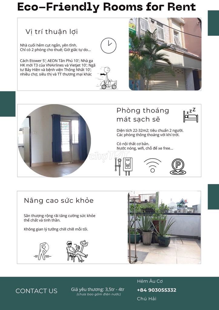 Phòng trọ 30m2 gần Etown Cộng Hòa