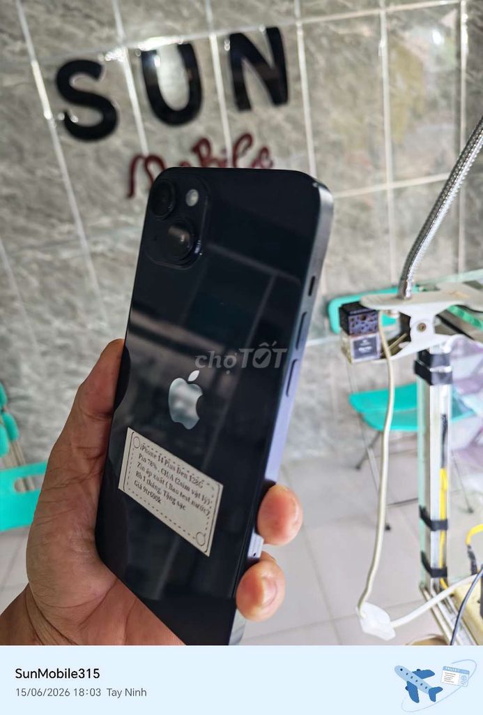 iPhone 14plus Đen 128 P78% Zin áo 2sim vật lý. Mua bán Điện thoại tại Huyện Trảng Bàng Tây Ninh được đăng bởi Sun Mobile Shop Điện Thoại Trảng Bàng Tây Ninh 01 hình 1