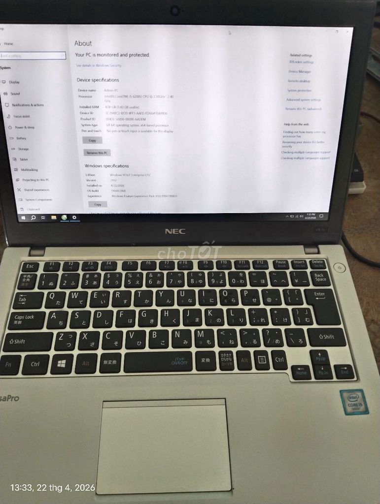 NEC i5-6200U 4GB/120GB Trắng. Mua bán Laptop tại Thành phố Vĩnh Long Vĩnh Long được đăng bởi CN Thiên Lương hình 1