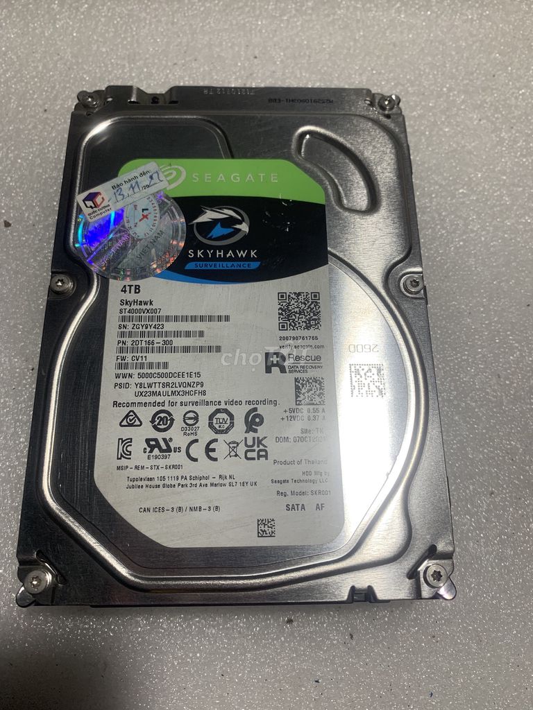 Ổ cứng Seagate SkyHawk ST4000VX007 4TB. Mua bán Linh kiện (RAM, Card...) tại Huyện Di Linh Lâm Đồng được đăng bởi Lê Anh hình 1