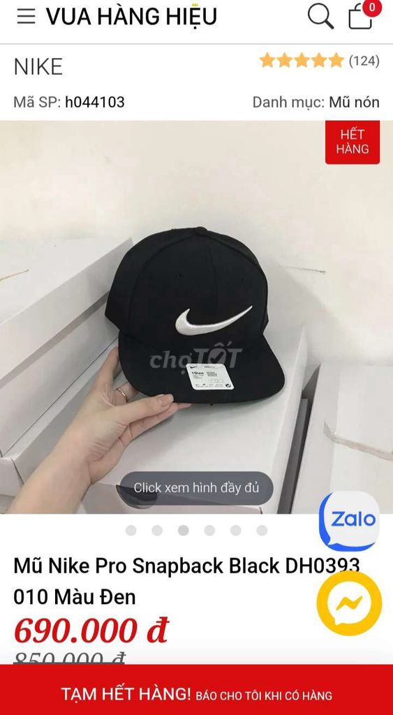 Snapback nike big loggo chính hãng