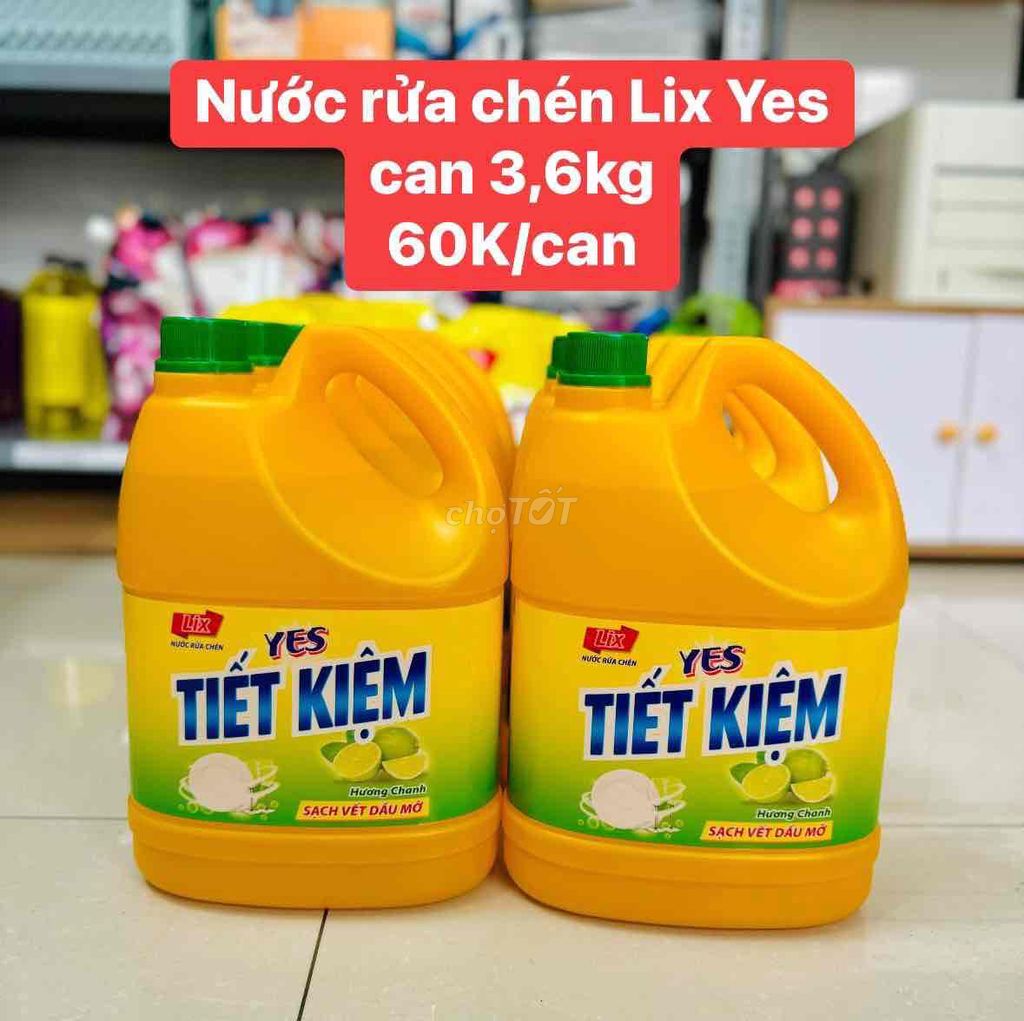 Nước rửa chén Lix Yes can 3,6kg giá cực tốt