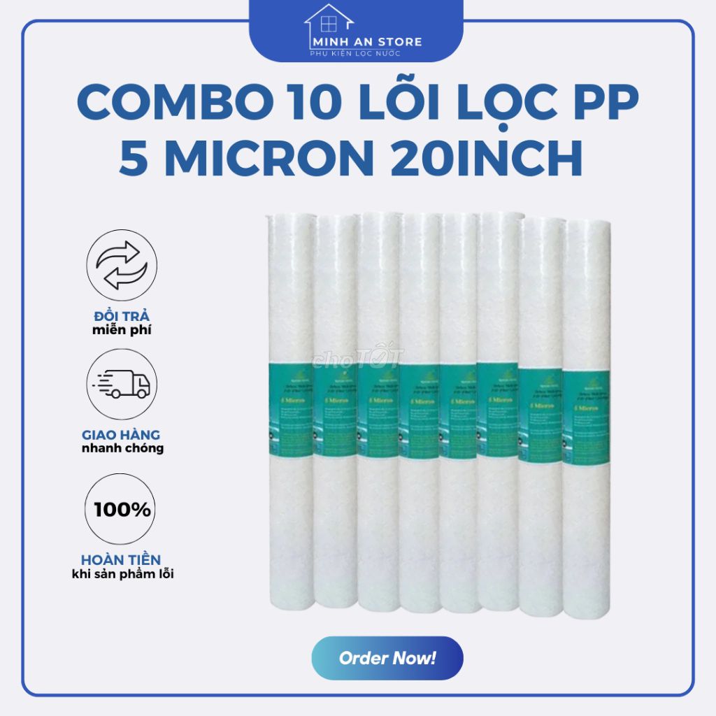 Lõi Lọc PP 5 Micron 20inch - Combo 10 cái.