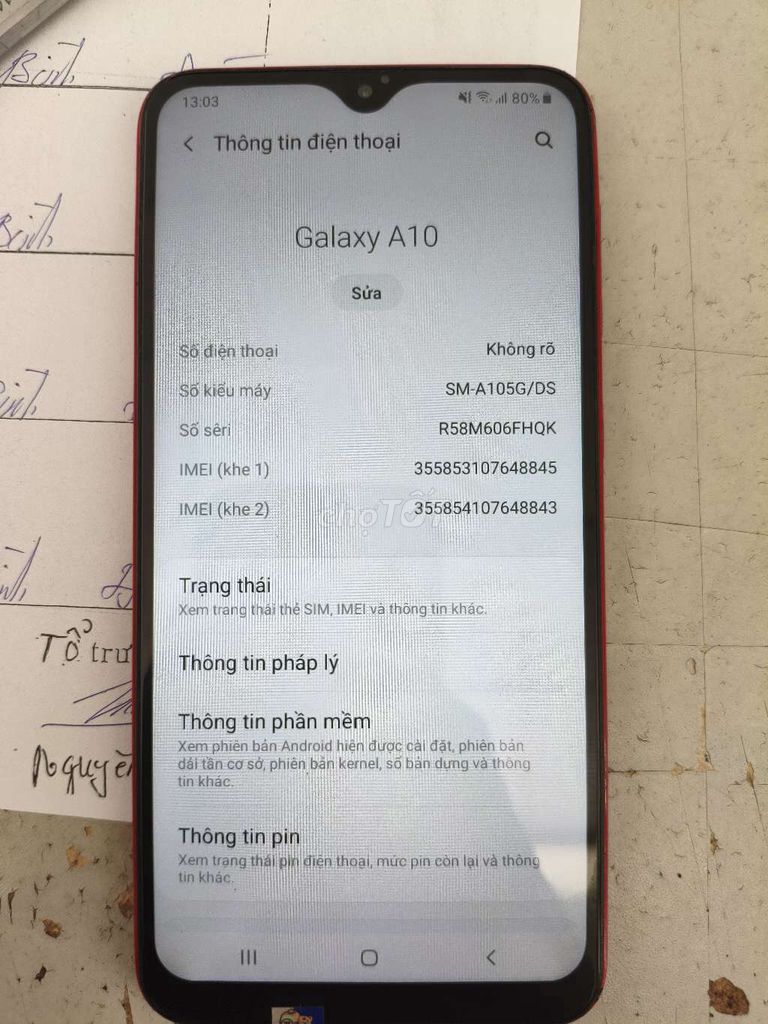 Samsung Galaxy A10 Đỏ 2GB/32GB. Mua bán Điện thoại tại Huyện Trảng Bàng Tây Ninh được đăng bởi Đinh Thành Công hình 1