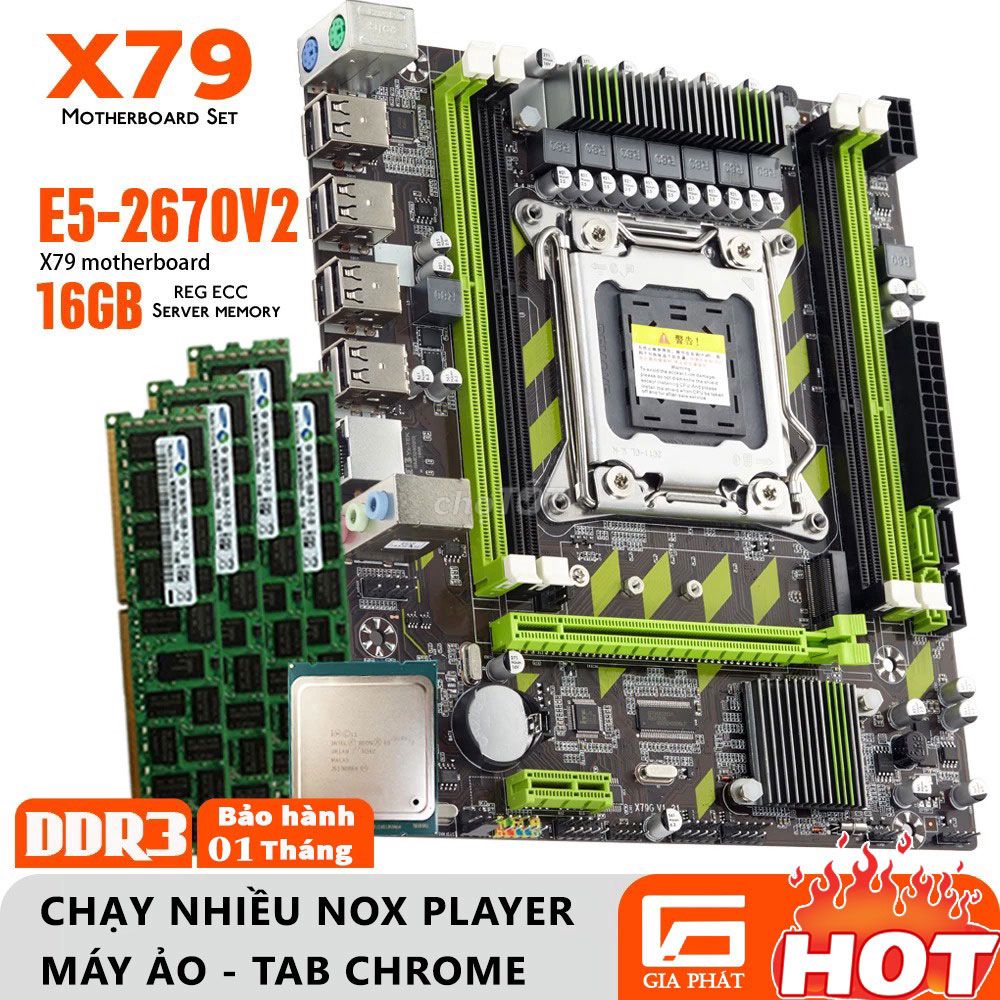 Combo X79 + CPU E5 2670 V2 + Ram 16GB + Fan T400i