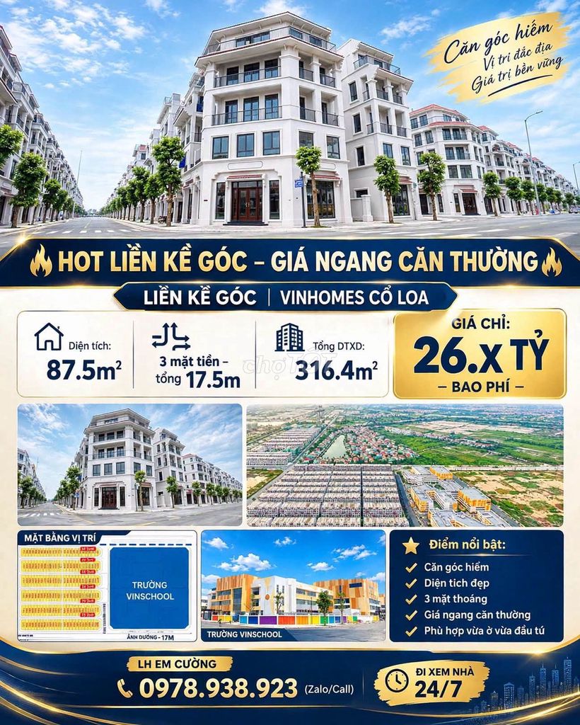 Bán nhà góc 87.5m² 3 mặt tiền, 316.4m² XD, 26.x tỷ