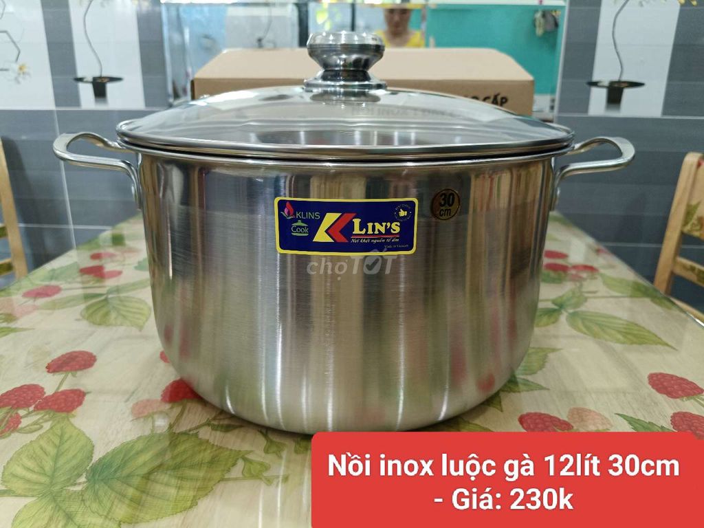 Nồi inox luộc gà 12lít (30×18cm)