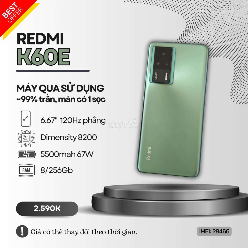 🥇REDMI K60E 8/256 XANH LÁ