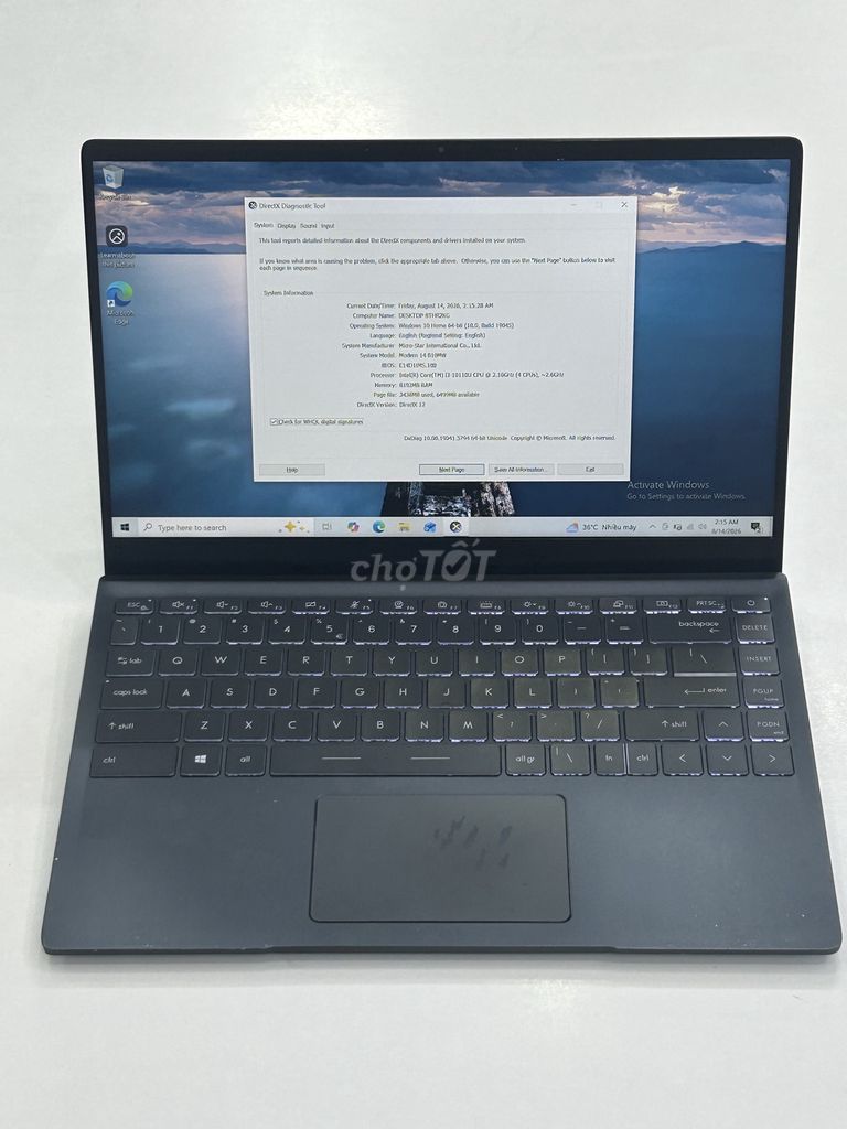 MSI Modern 14 i3 Giá 3tr990 Màn Đẹp. Mua bán Laptop tại Thành phố Huế Thừa Thiên Huế được đăng bởi T T Center hình 1