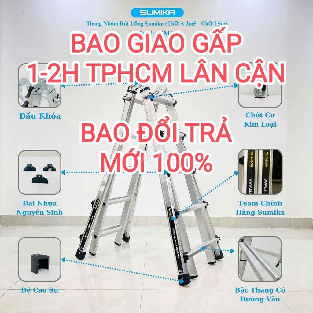 Thang rút chữ A 2m5 - Thang rút trượt - rút lồng