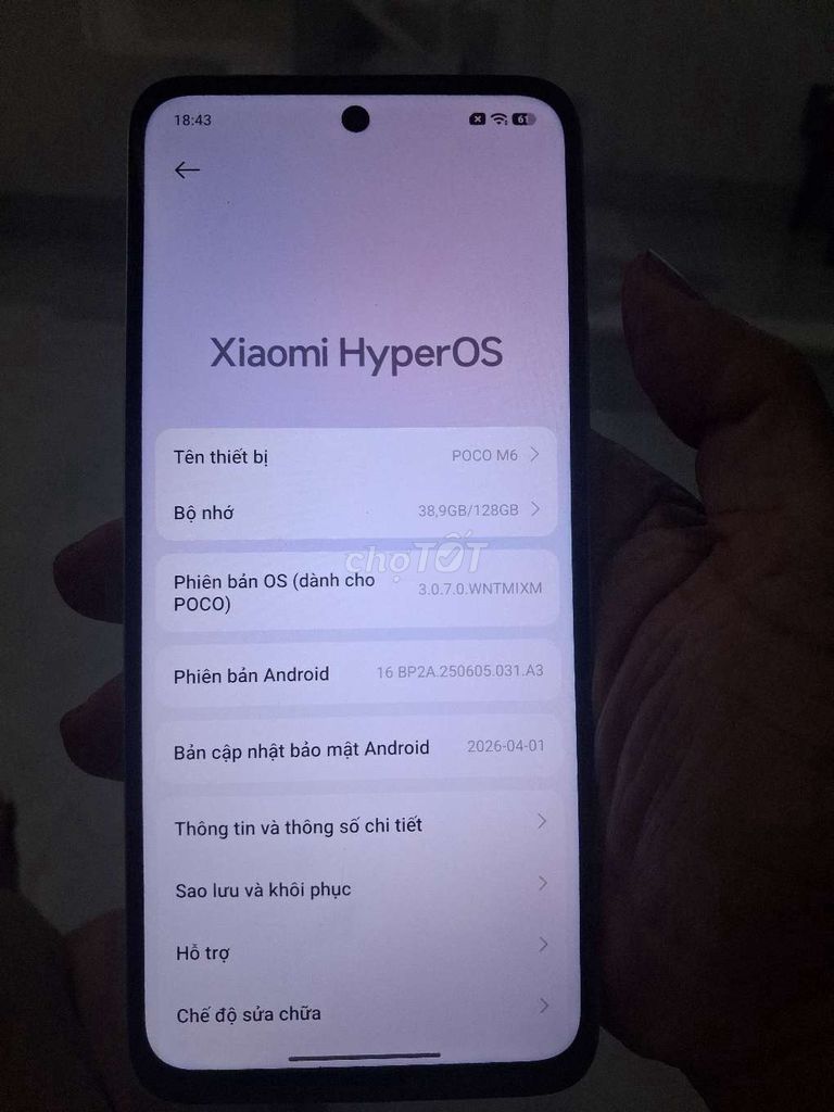 Xiaomi POCO M6 128GB Bạc. Mua bán Điện thoại tại Huyện Hòa Vang Đà Nẵng được đăng bởi Chú kha hình 1