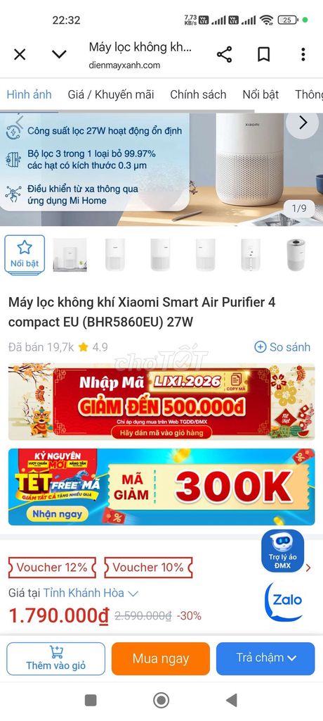 Máy lọc không khí Xiaomi Smart Air Purifier 4. Mua bán Nội thất, đồ gia dụng khác tại Thành phố Phan Rang-Tháp Chàm Ninh Thuận được đăng bởi Nguyệt Anh hình 1