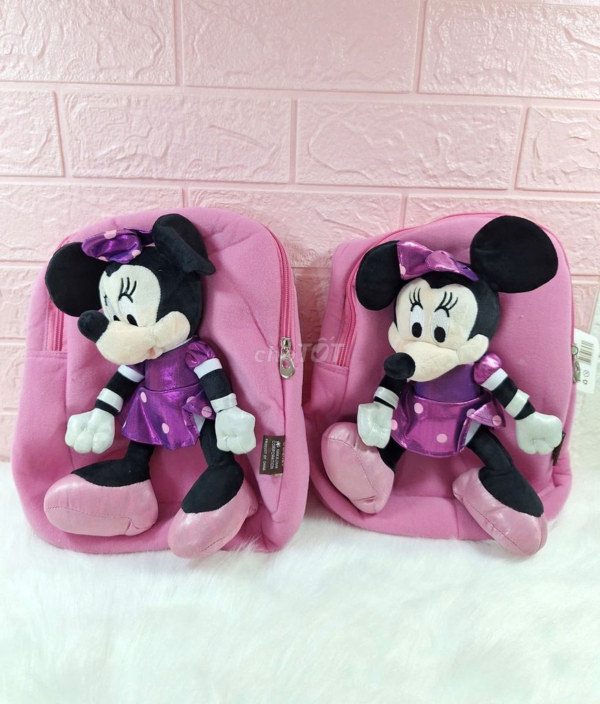 🎀Balo Nỉ Đính Gấu Bông Chuột DisneyMinnie Xinh Xắn