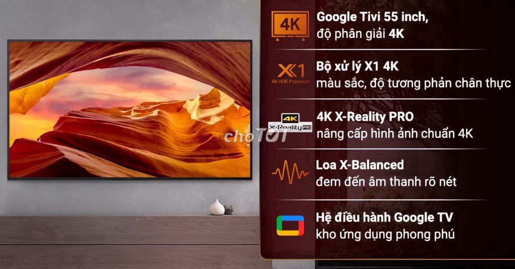 TV Sony KD-55X75K 55in 4K GoogleTV BảoHành 11/2025