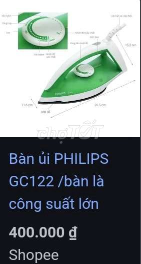 Bàn ủi khô philips Diva GC 122 mới 99% như mới