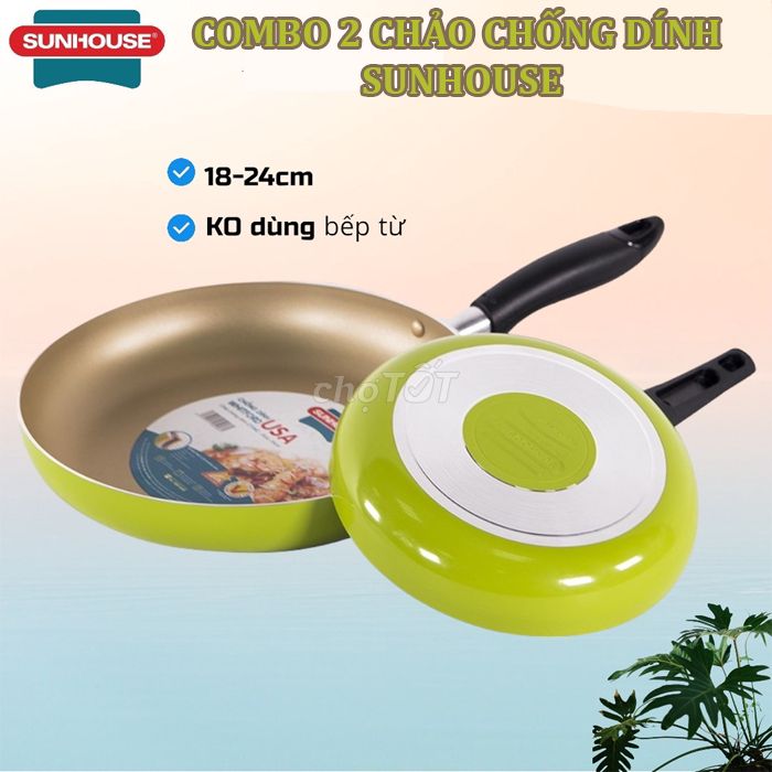 Bộ 2 Chảo Siêu Chống Dính Sunhouse-Hàng Chính Hãng