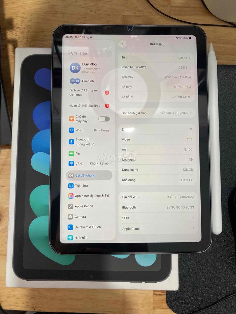 Apple iPad mini (A17 Pro) 128GB Xám. Mua bán Máy tính bảng tại Quận 12 Tp Hồ Chí Minh được đăng bởi Duy hình 1