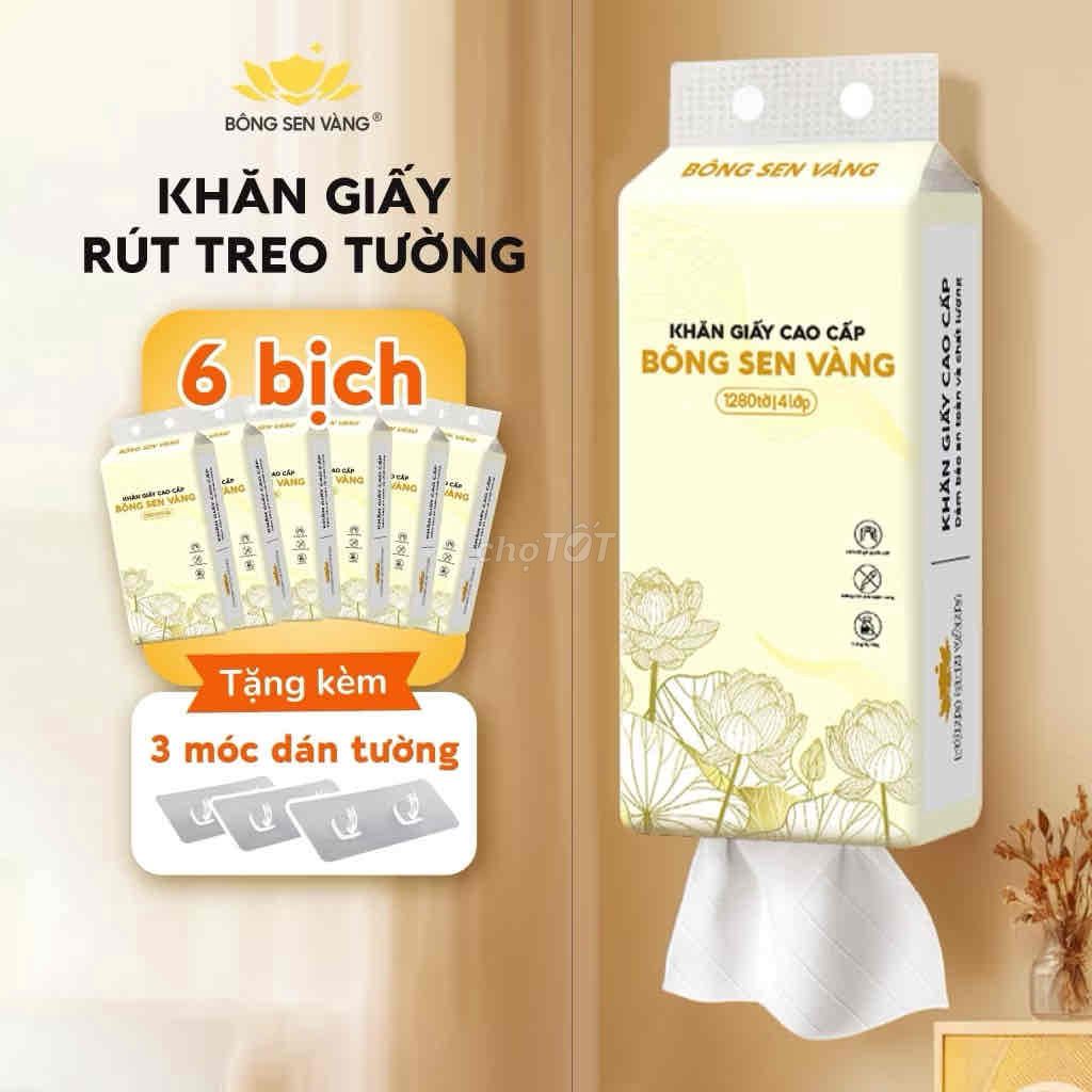 Thùng 6 bịch khăn giấy rút Bông Sen Vàng (tặng 3 m. Mua bán Thiết bị vệ sinh, nhà tắm tại Quận Ba Đình Hà Nội được đăng bởi taphoaxinh hình 1