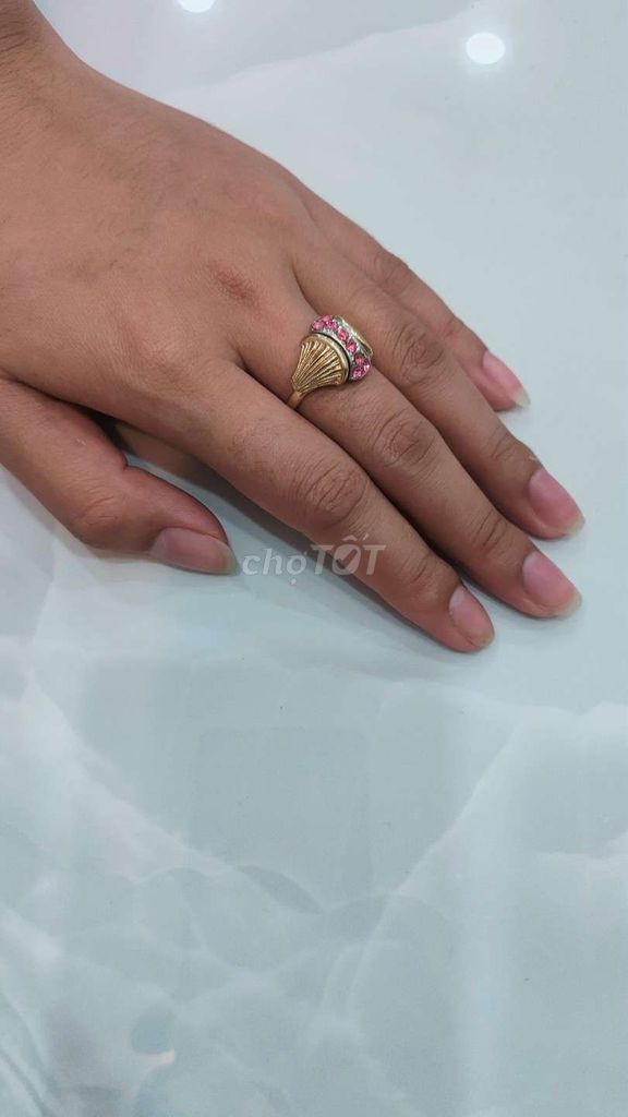 Nhẫn nữ đá hồng size 17,9 - 18,1 mm