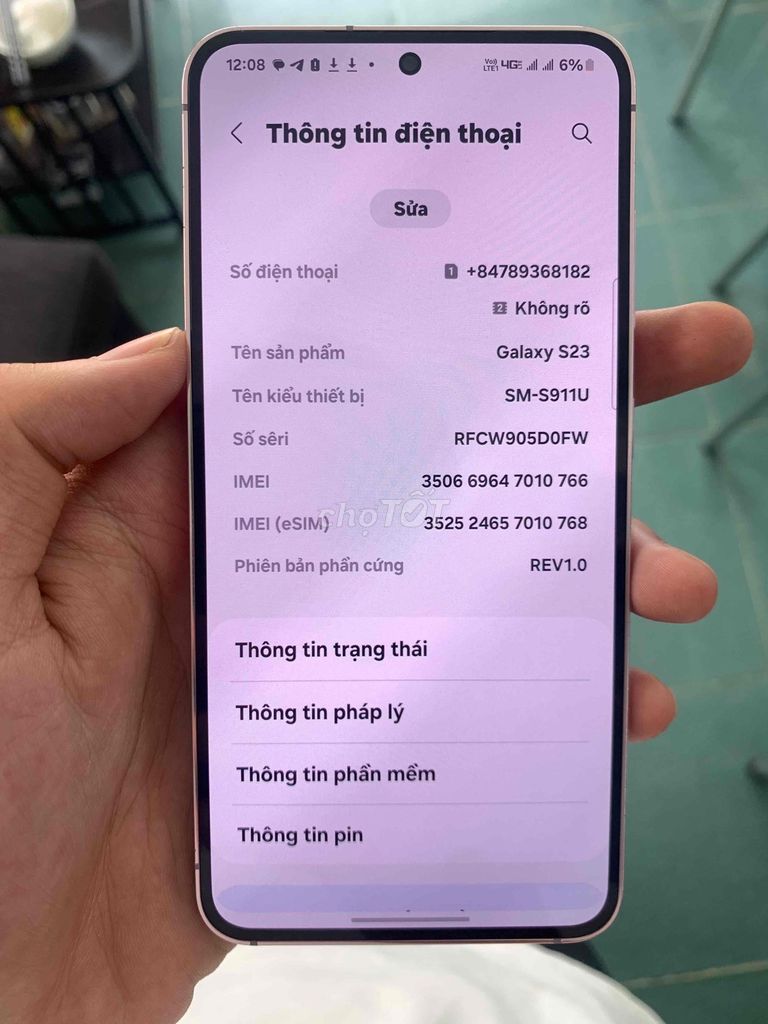 Samsung Galaxy S23 5g 128GB Hồng. Mua bán Điện thoại tại Quận Kiến An Hải Phòng được đăng bởi Quyendepchai hình 1