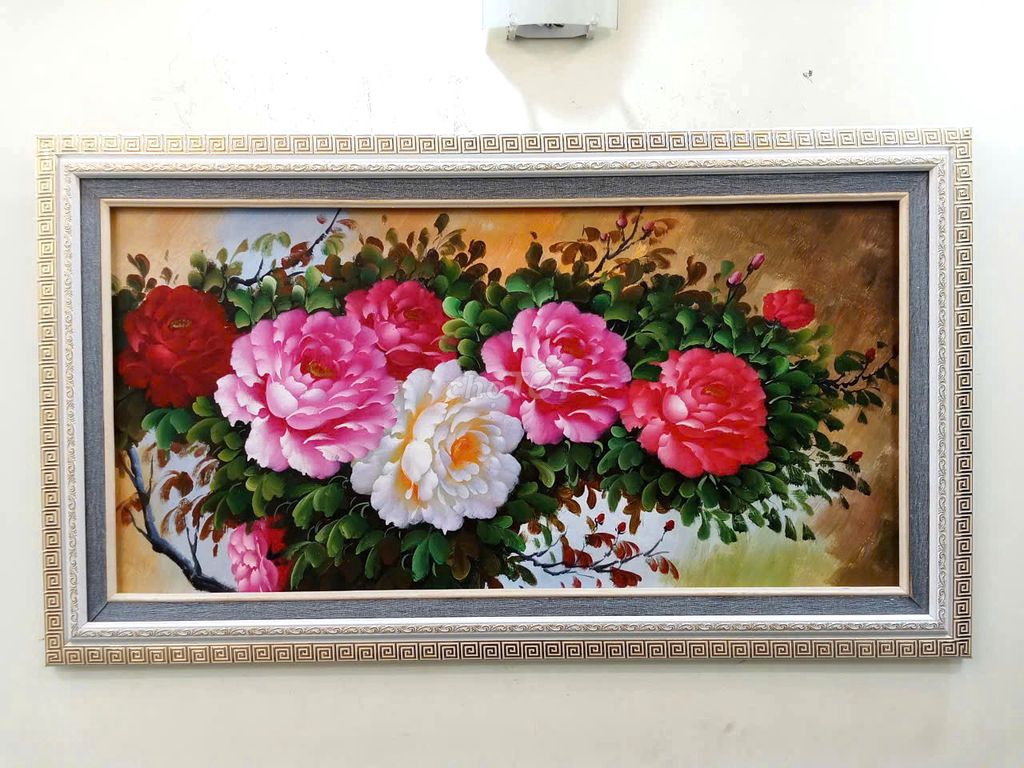 Tranh sơn dầu Hoa mẫu đơn 141x81 cm. Mua bán Đồ sưu tầm, đồ cổ tại Quận Hoàng Mai Hà Nội được đăng bởi Mai Xuân Tình hình 1