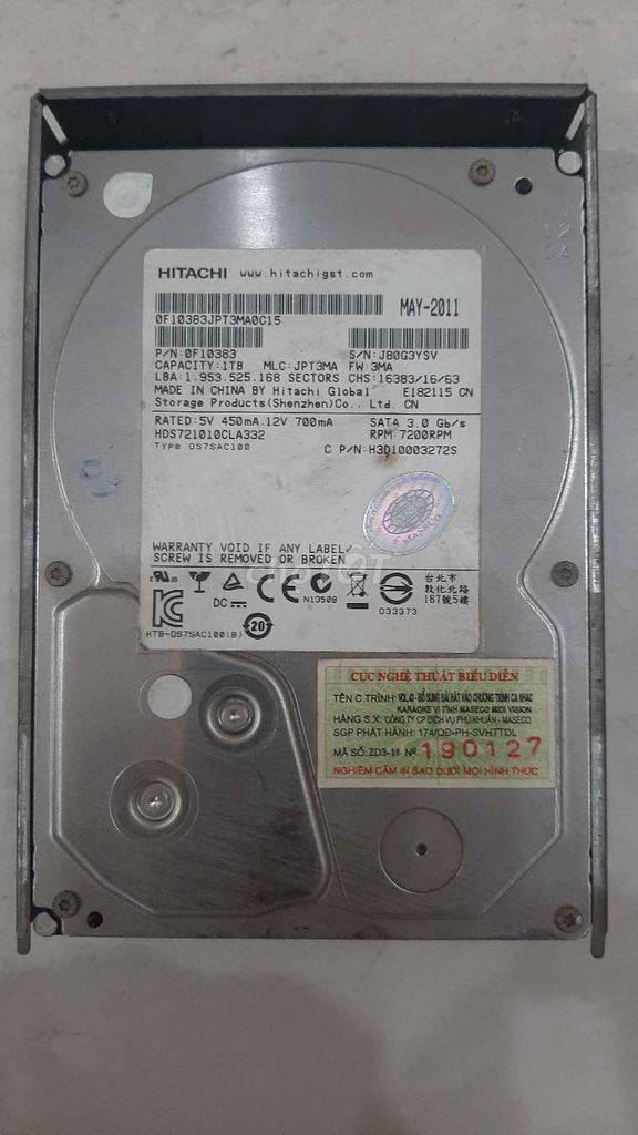Ổ cứng HDD Hitachi 1TB. Mua bán Linh kiện (RAM, Card...) tại Huyện Bình Chánh Tp Hồ Chí Minh được đăng bởi Quang Hải  hình 1