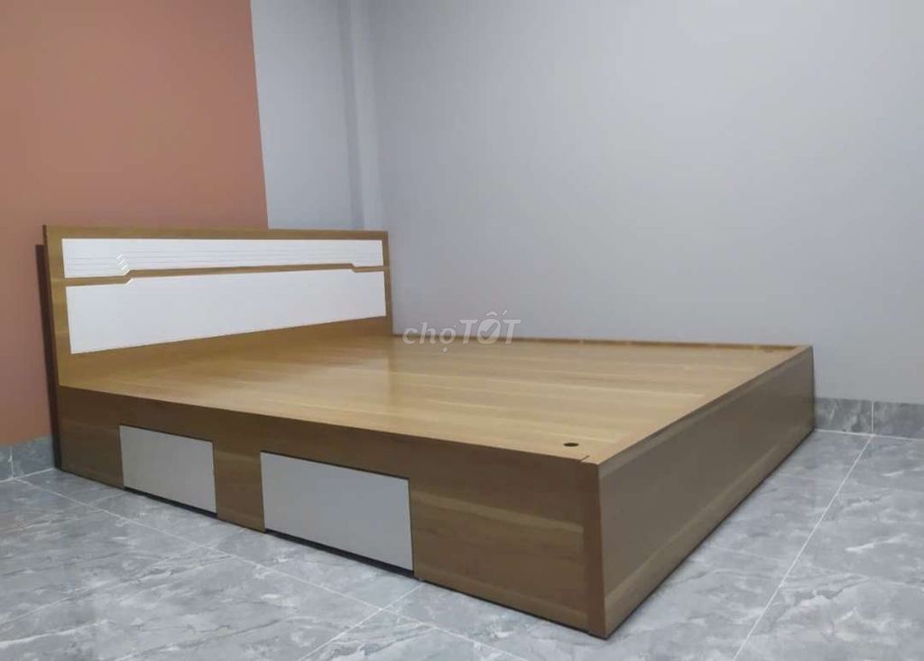 GIƯỜNG GỖ CÔNG NGHIỆP MDF 1M8*2M CÓ HỘP KÉO