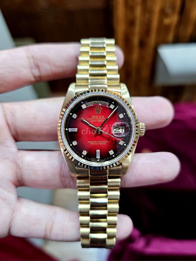 Rolex Daydate 18038 Red Ombre dây vỏ vàng 18k. Mua bán Đồng hồ tại Quận Tân Phú Tp Hồ Chí Minh được đăng bởi Đồng Hồ Long Swiss hình 1