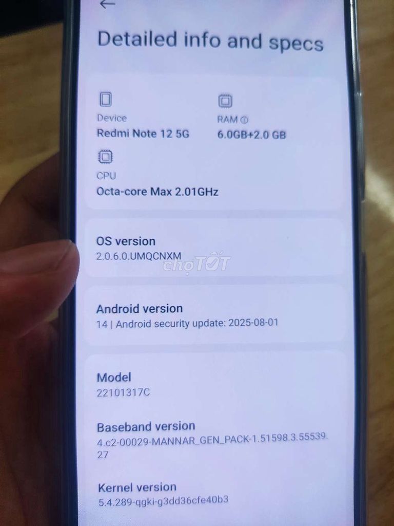 Xiaomi Redmi Note 12 5G. Mua bán Điện thoại tại Quận Nam Từ Liêm Hà Nội được đăng bởi Mohames Sala hình 1
