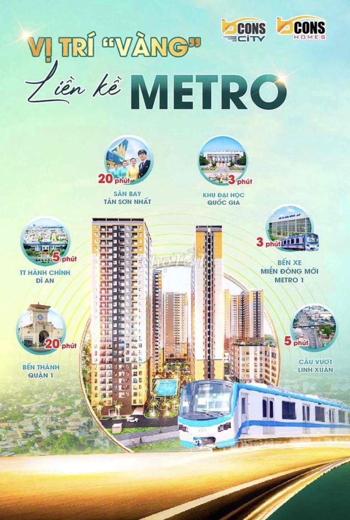 BÁN GẤP CH BCONS CITY LIỀN KỀ METRO SUỐI TIÊN 54M2 2PN 2WC 2.1TỶ