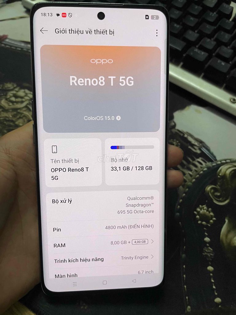 Oppo Reno 8T 5G 128GB Trắng. Mua bán Điện thoại tại Quận Thanh Khê Đà Nẵng được đăng bởi M huỳnh  hình 1