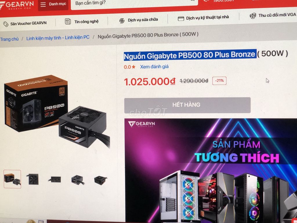 Nguồn Gigabyte PB500 80 Plus còn nguyên tem