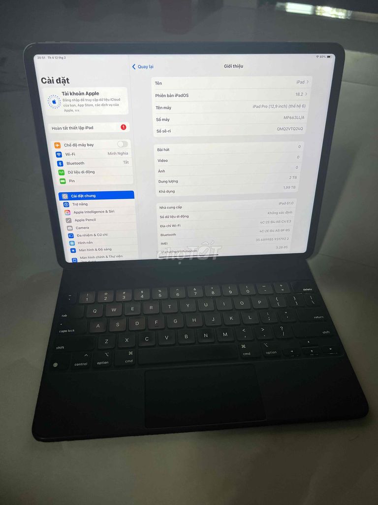 Combo Ipad pro M2 12.9 2T RAM 16G + 5G kèm phím!