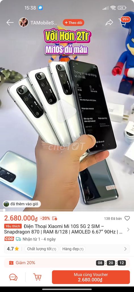 Xiaomi Mi 10S 256GB Đủ màu. Mua bán Điện thoại tại Quận Thanh Khê Đà Nẵng được đăng bởi Phú Phạm hình 1