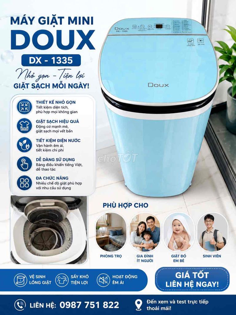 Máy giặt mini Doux DX-1335 Xanh dương. Mua bán Máy giặt tại Huyện Bình Chánh Tp Hồ Chí Minh được đăng bởi NamSan Furniture hình 1