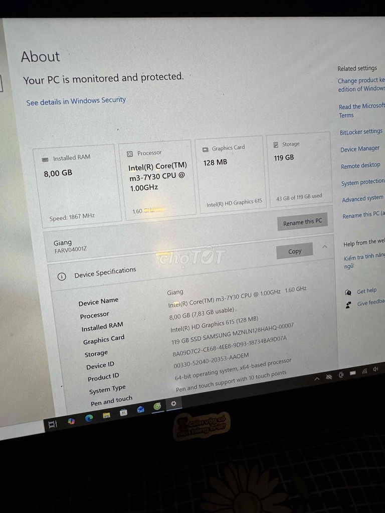 Giang Máy tính bảng m3-7Y30 8GB/119GB. Mua bán Máy tính bảng tại Huyện Thường Tín Hà Nội được đăng bởi Thành Giang hình 1
