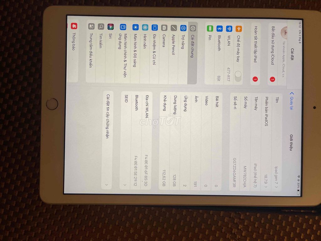 Apple iPad Gen 7 128GB Bạc Đã sử dụng. Mua bán Máy tính bảng tại Quận Bắc Từ Liêm Hà Nội được đăng bởi Trần Văn Thêm  hình 1